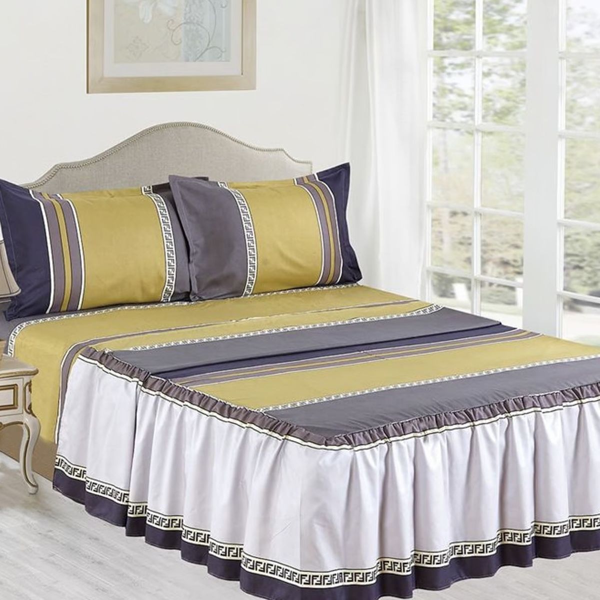 CASATEX - JUEGO DE SÁBANAS CON BLONDA DE 2 PLZ