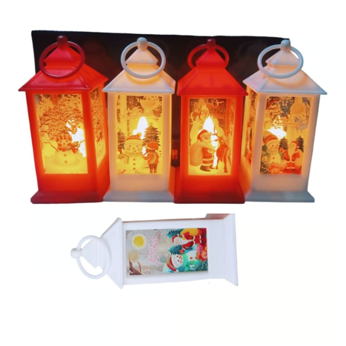 GENERICO - Set de 3 Farolitos navideño farol LED linternas de navidad