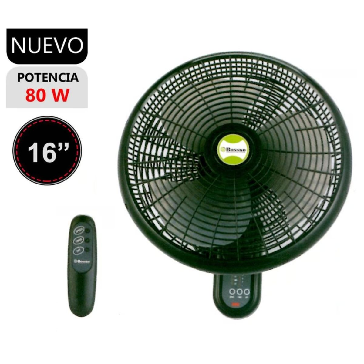 BOSSKO - Ventilador De Pared Bossko BK-8210PD con control remoto