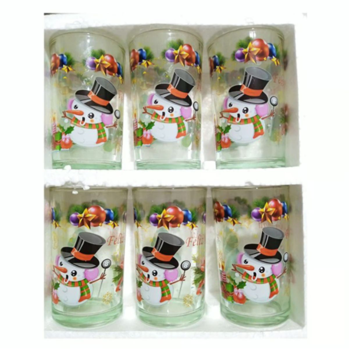 GENERICO - VASOS DE VIDRIO NAVIDAD /  SET X6