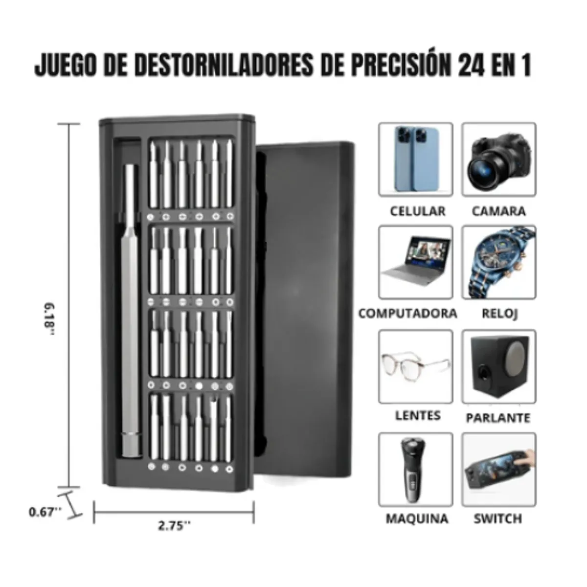 GENERICO - JUEGO DE DESTORNILLADORES IMANTADOS 24 EN 1