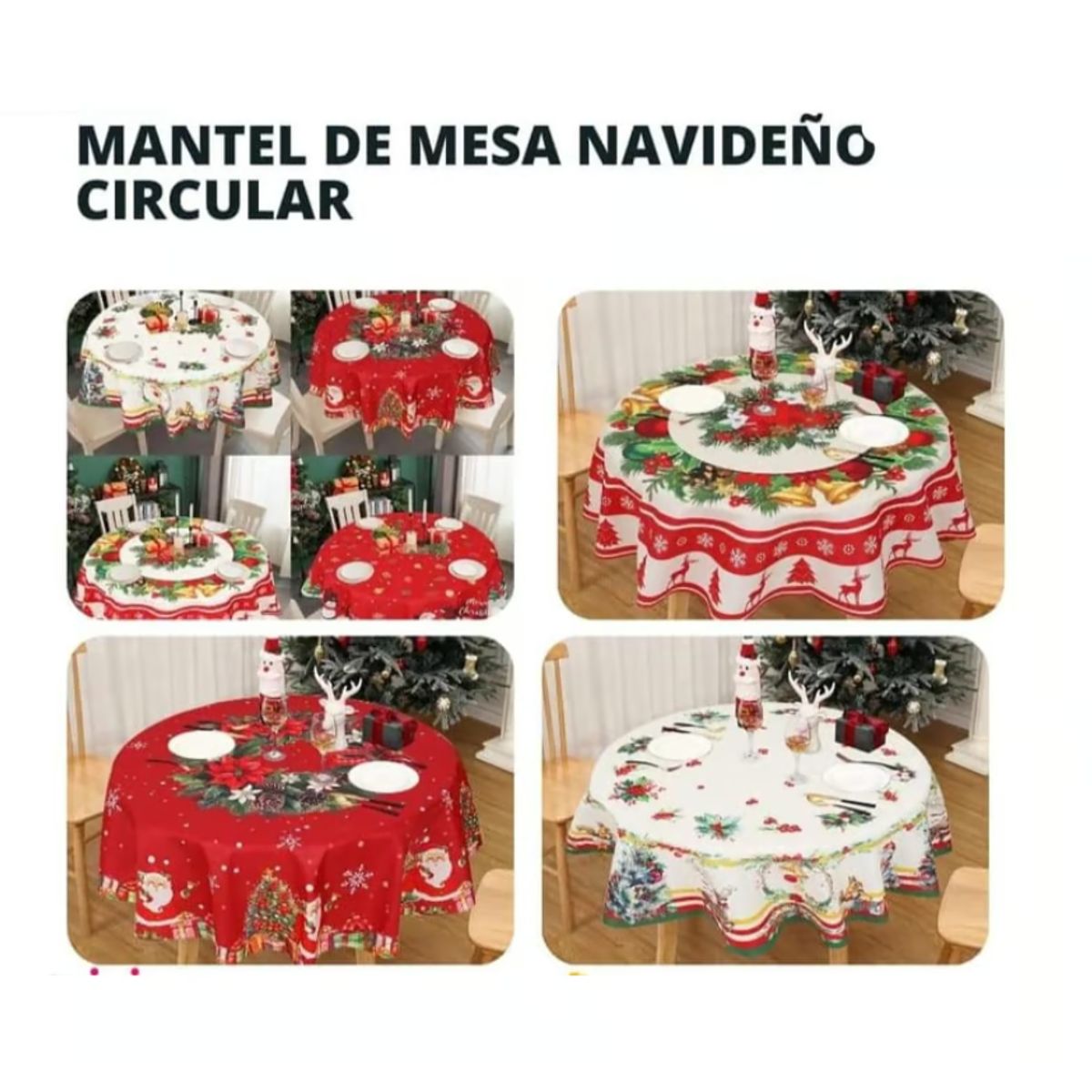 GENERICO - MANTEL DE MESA NAVIDEÑA REDONDO