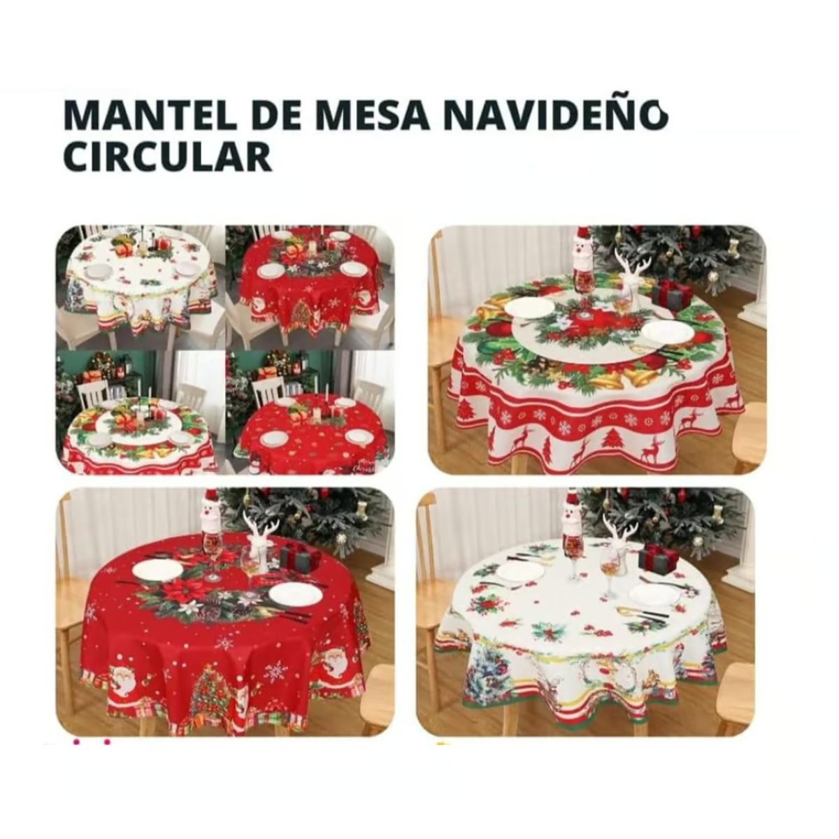 GENERICO - MANTEL DE MESA NAVIDEÑA REDONDO