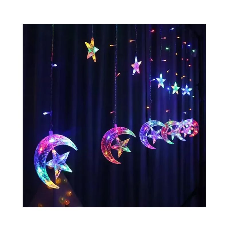 GENERICO - LUCES NAVIDEÑA ESTRELLA MEDIA LUNA MULTICOLOR 3 metros