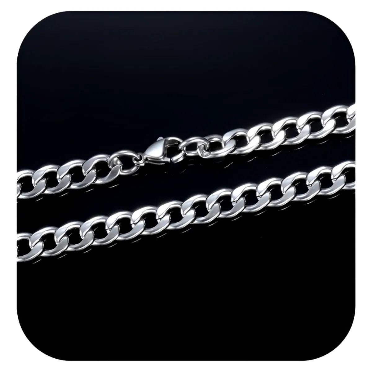 GENERICO - Cadena Hombre Eslabones Lomo Corvina Joya Regalo Acero Plateado