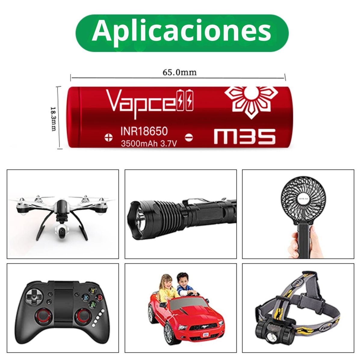 OEM - Batería de Litio 18650 Recargable para Linternas y Dispositivos