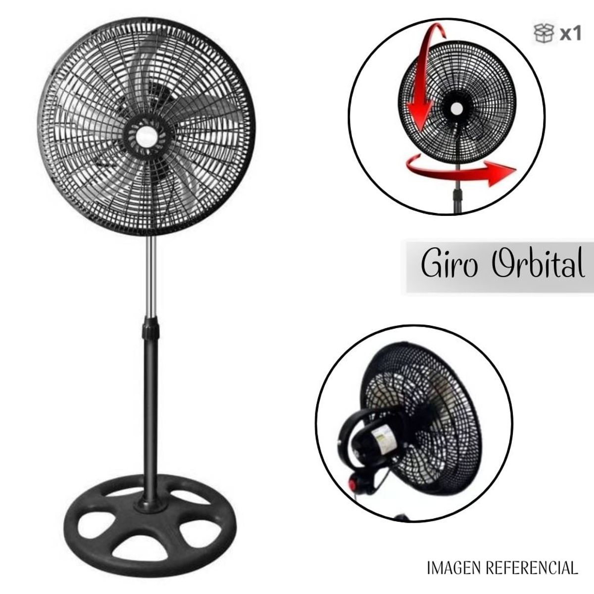 GENERICO - Ventilador Orbital de 5 aspas Malla Plástica - 3 en 1 18"