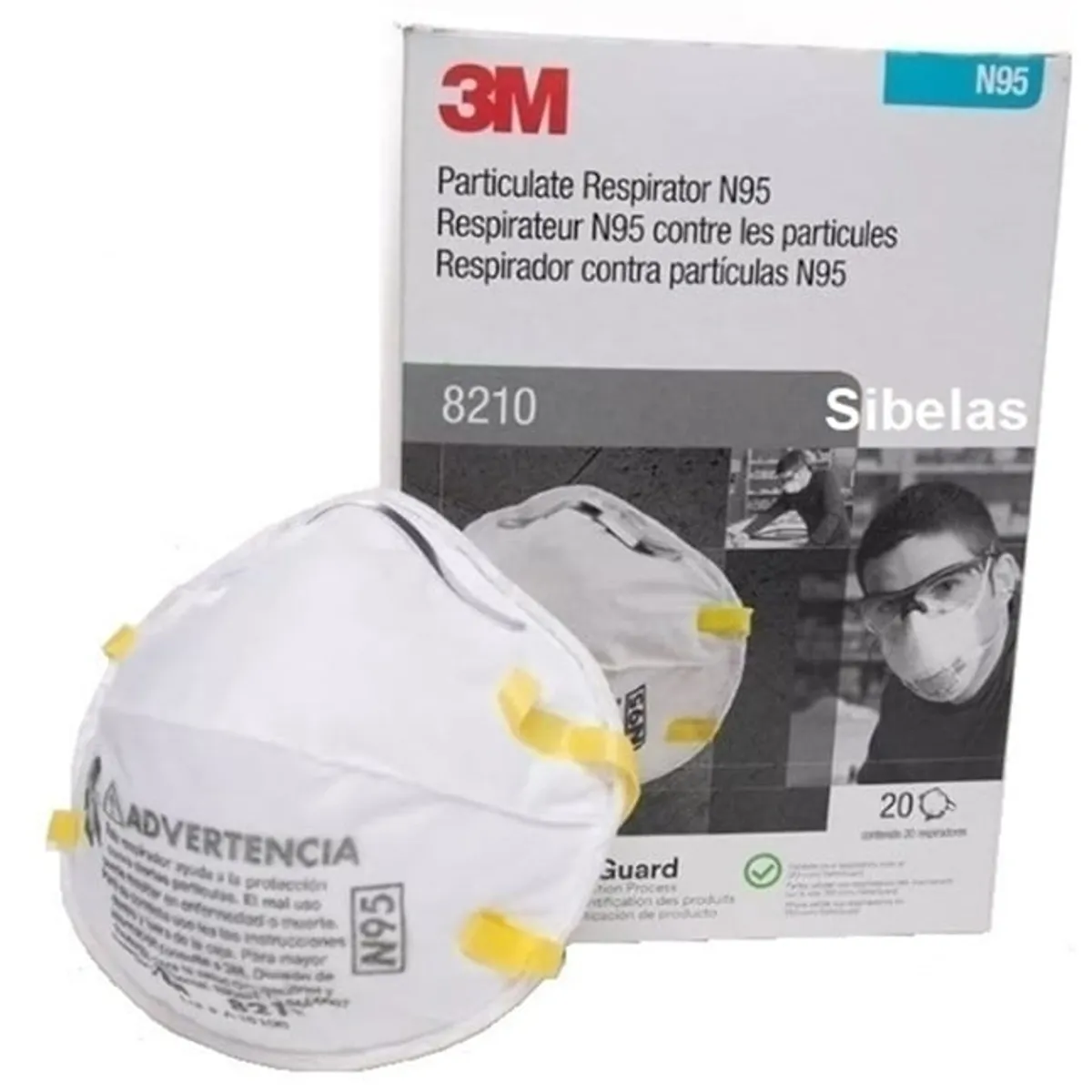 3M - Respirador 3M N95 20 unidades Mascarilla 8210