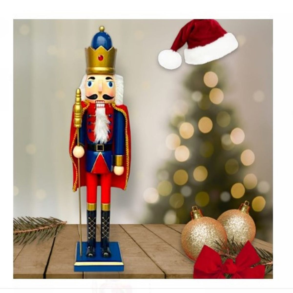 GENERICO - Cascanuez de Madera Rey con Cetro 61 cm A1 DE ALTA CALIDAD