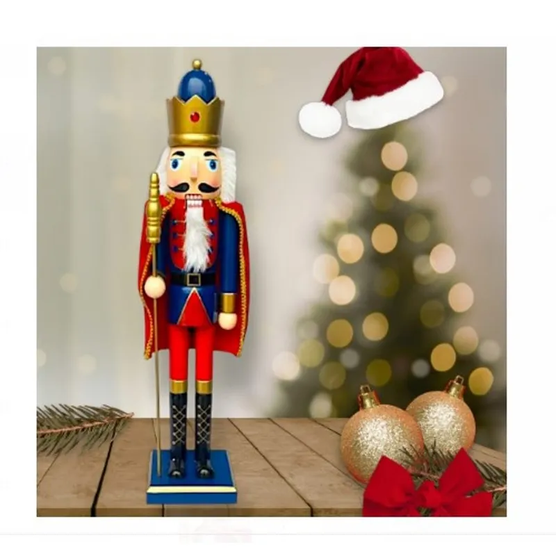 GENERICO - Cascanuez de Madera Rey con Cetro 61 cm A1 DE ALTA CALIDAD