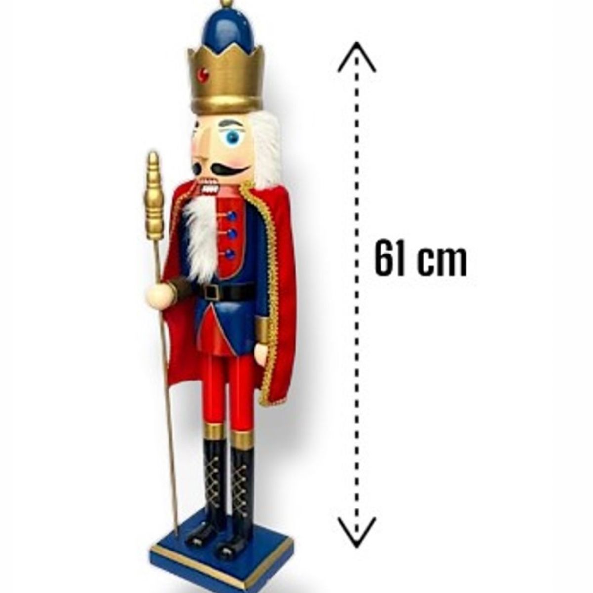 GENERICO - Cascanuez de Madera Rey con Cetro 61 cm A1 DE ALTA CALIDAD