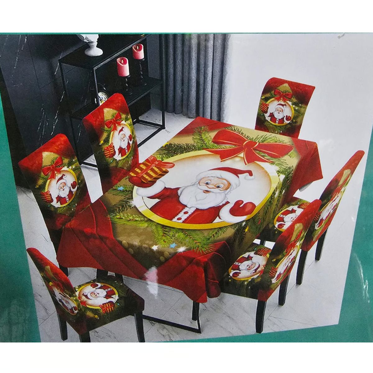 GENERICO - Mantel Navideño + 06 Forros Funda De Silla / NAVIDAD