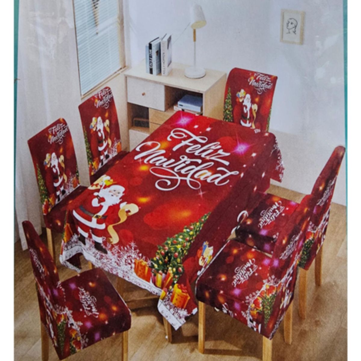 GENERICO - Mantel Navideño + 06 Forros Funda De Silla / NAVIDAD