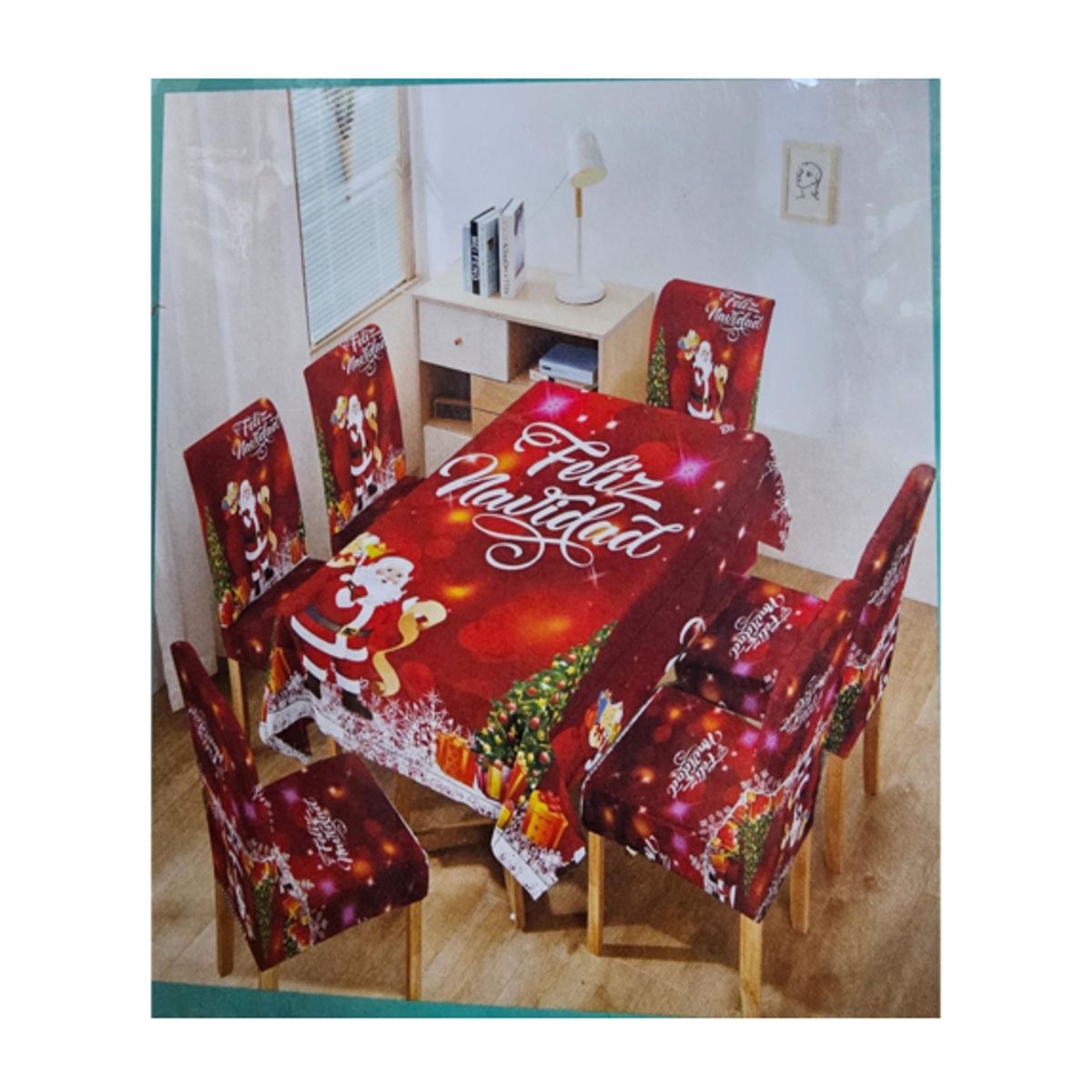 GENERICO - Mantel Navideño + 06 Forros Funda De Silla / NAVIDAD