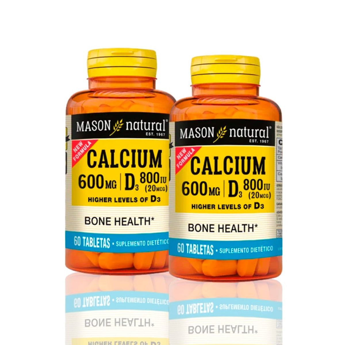 MASON - Vitamina Calcium 600Mg D3 800Iu 20 Mcg 60 Tab Pack X2