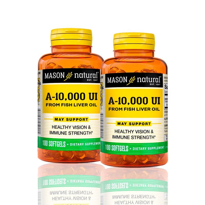 MASON - Vitamina A-10000Iu From Fish Liver Oil 100 Softg Pack X2
