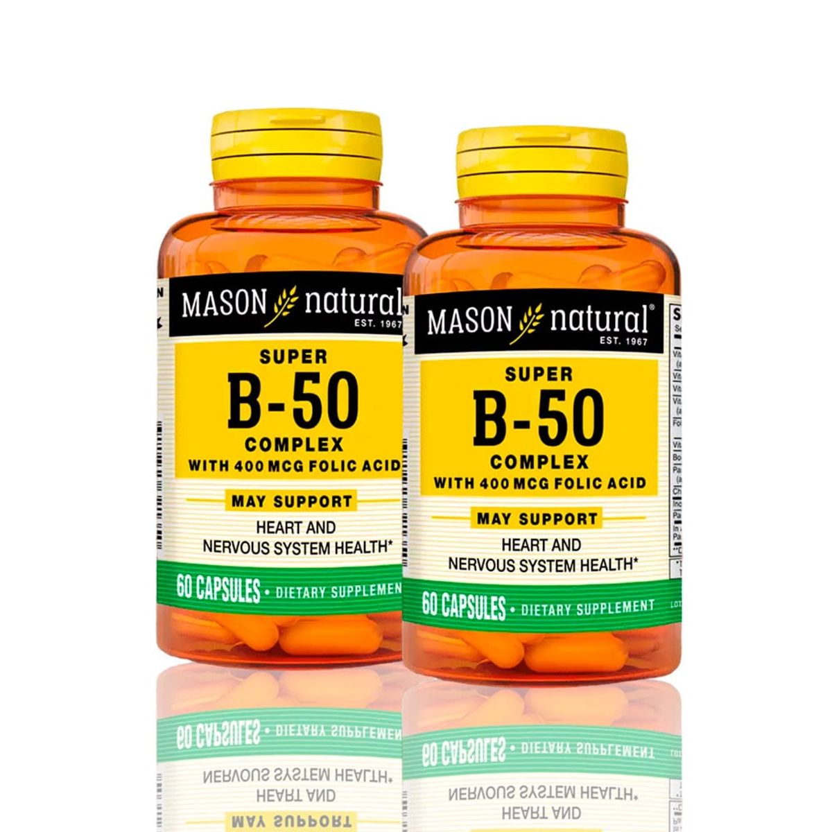 MASON - Vitamina Super B-50 Complex With 400 Mcg 60 Cap Pack X2