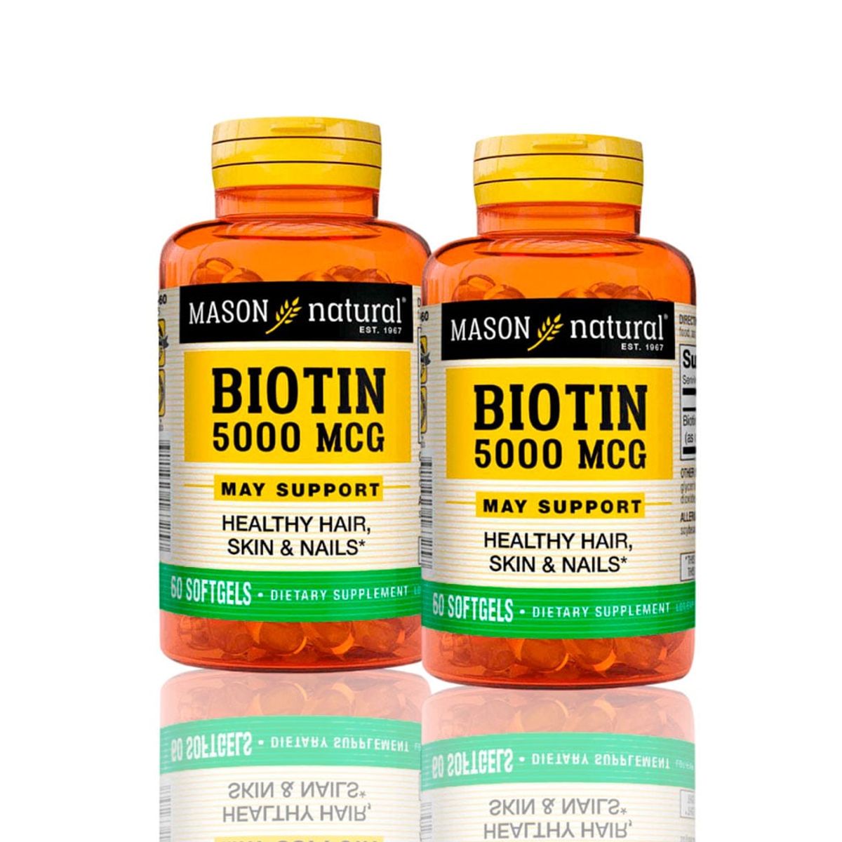 MASON - Vitamina Biotin 5000 Mcg 60 Softg Pack X2