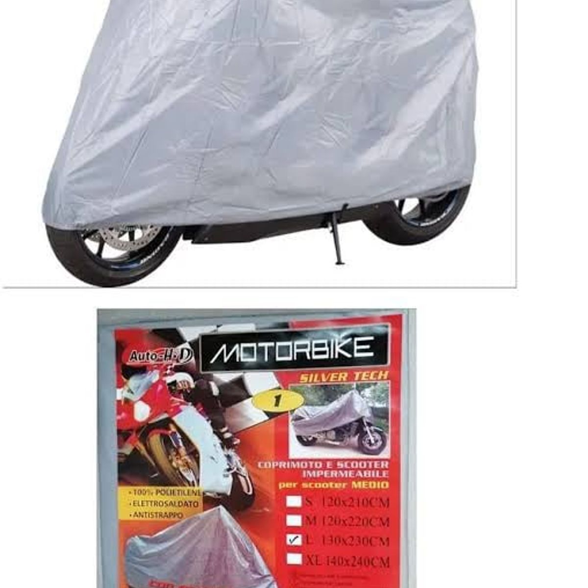 GENERICO - Funda Cobertor Impermeable para Moto en Gris talla L