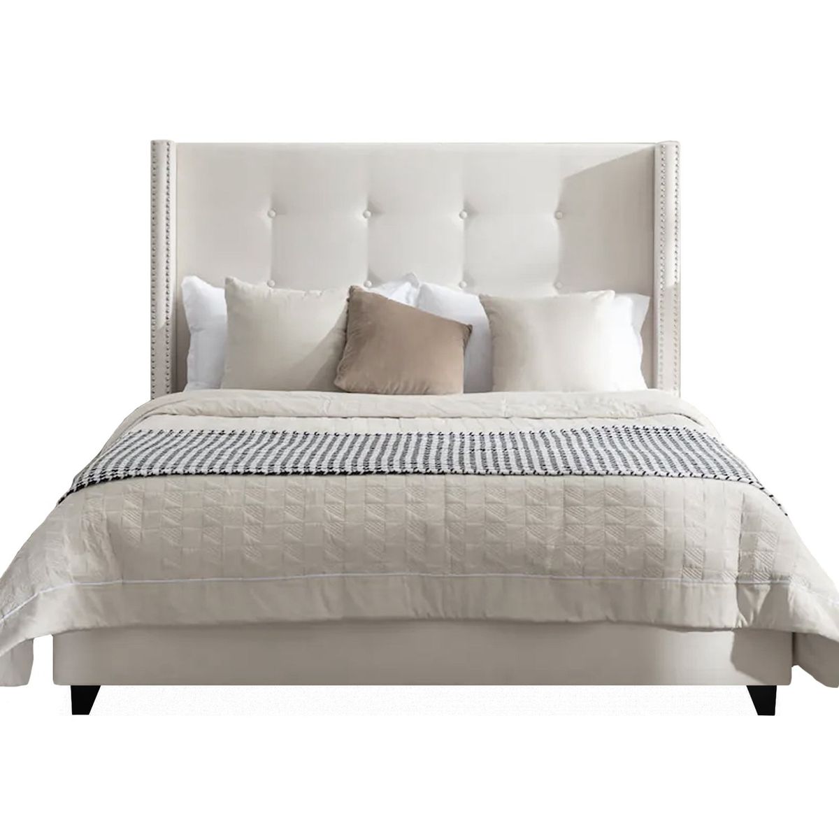 GENERICO - Cama Tapizada Cubo Ivory 1.5 Plz