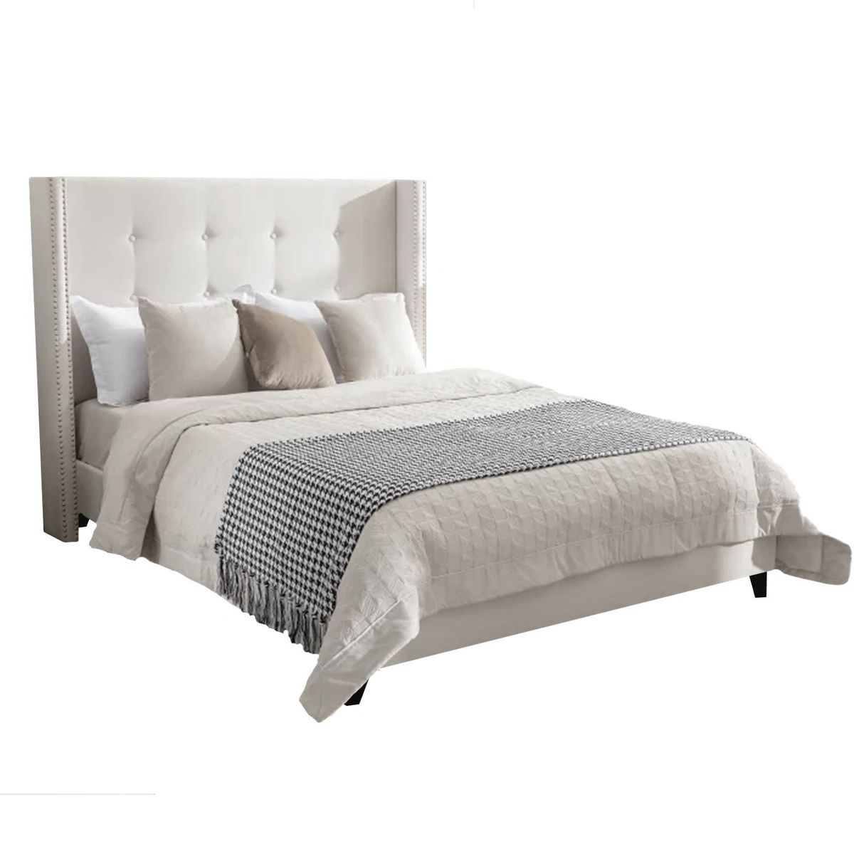 GENERICO - Cama Tapizada Cubo Ivory 1.5 Plz