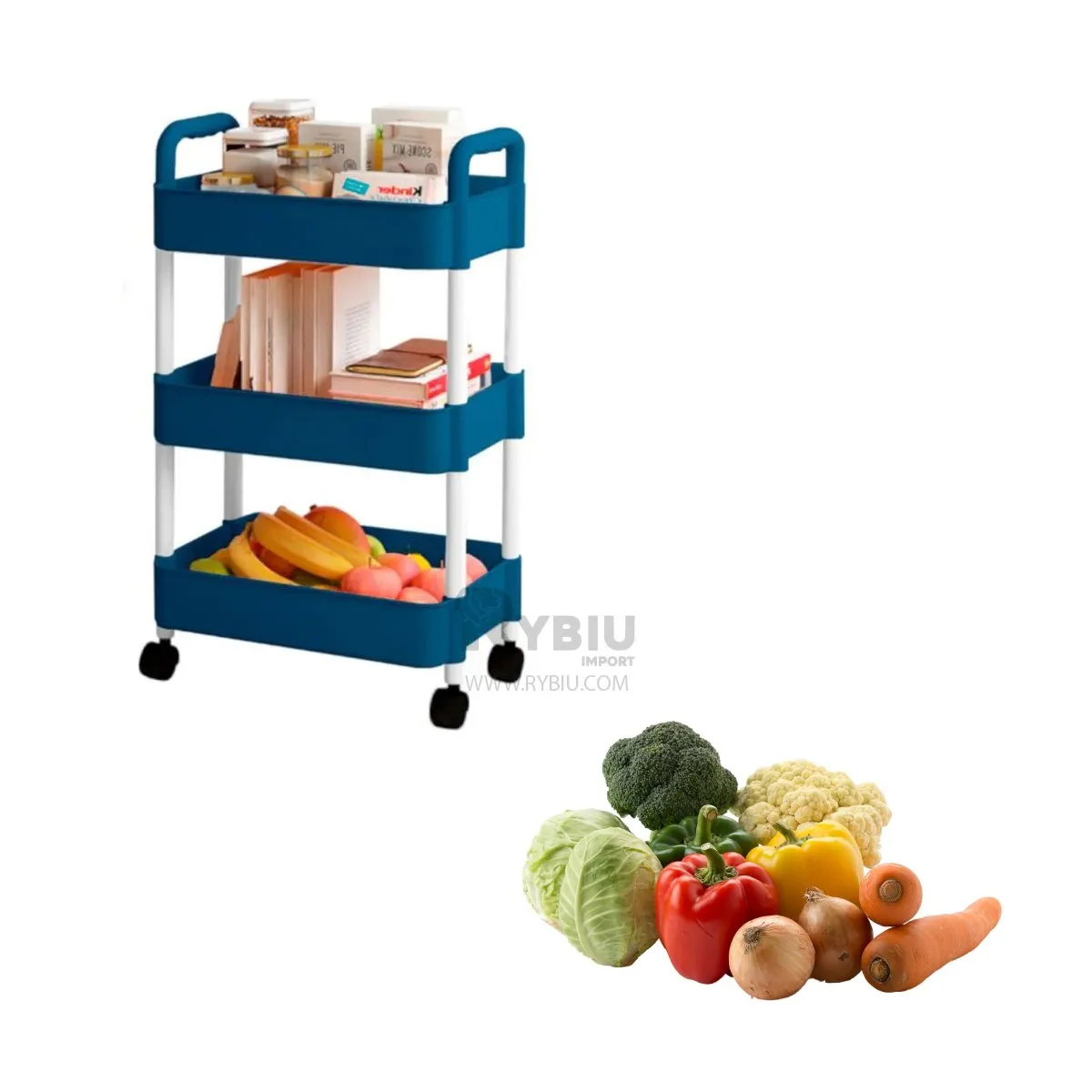 RYBIU IMPORT - Repisa Moderno y Dinamico en Azul Y+Banderitas Adhesivas