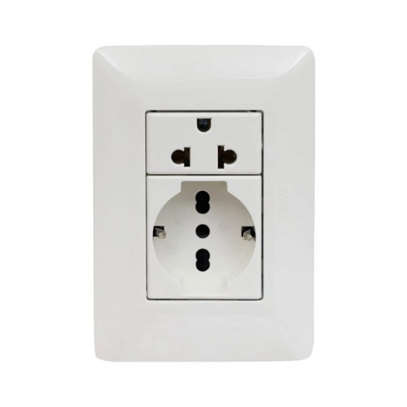 OPALUX - Tomacorriente Doble Schuko + Toma Universal BM203-KIT2 OPALUX