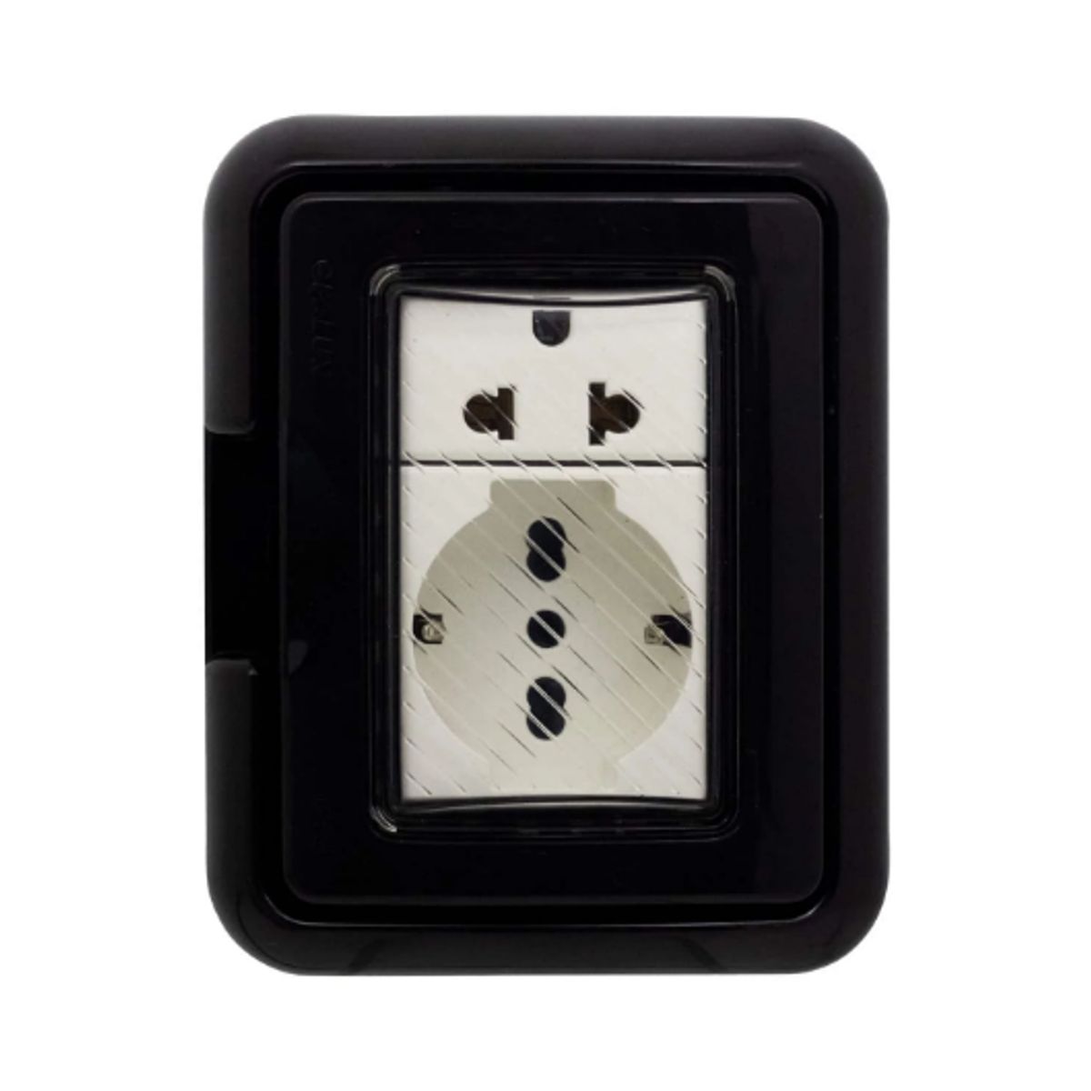 OPALUX - Tomacorriente Idrobox Doble Schuko + Toma Universal BM3KIT-BLACK