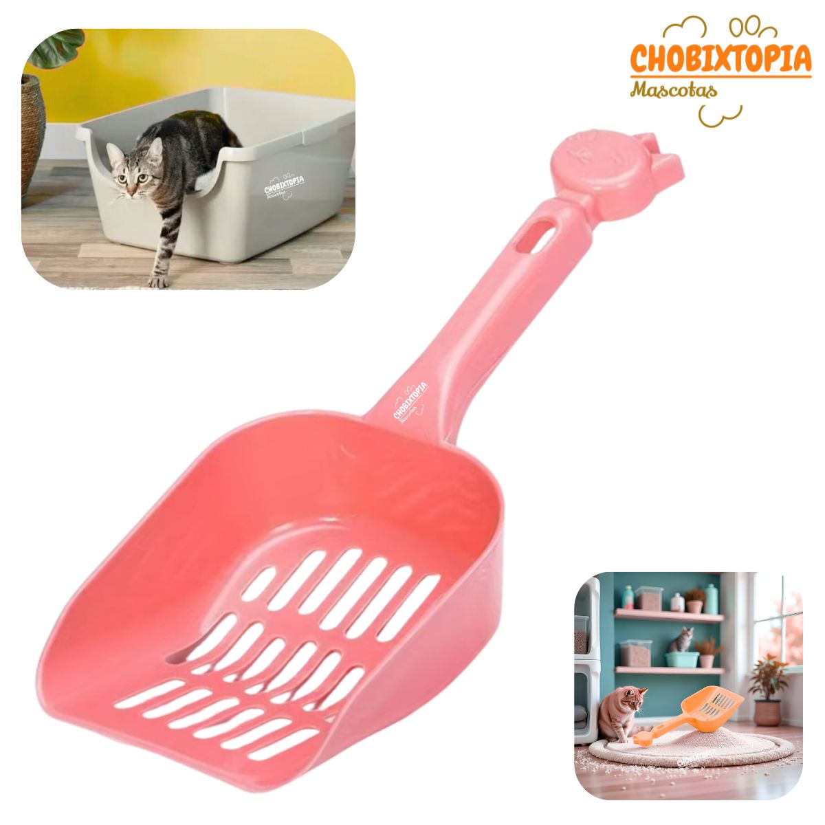 GENERICO - PALA RECOGEDOR PARA ARENA DE GATOS CARITA MELON BEBE