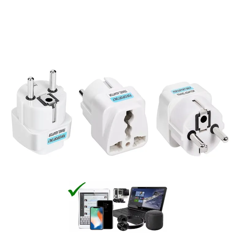 GENERICO - ADAPTADOR UNIVERSAL ENCHUFE EUROPEO PACK X3 UN 10A 250V MUY PRACTICO