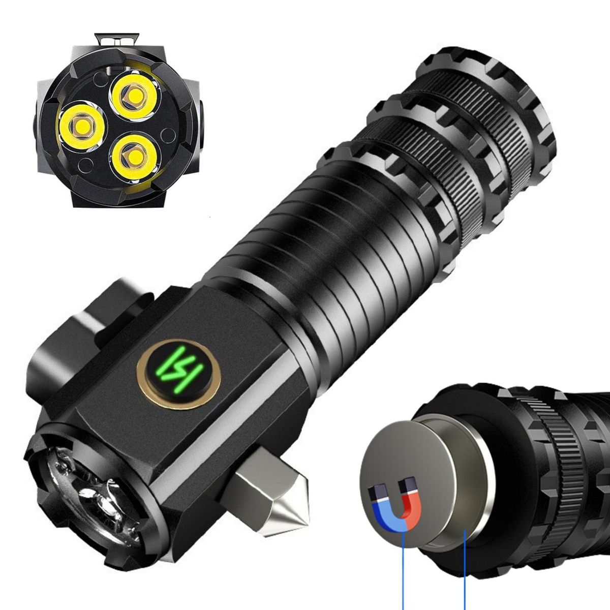 GENERICO - Linterna LED pequeña y potente USB-C magnética fuerte Rompe vidrios