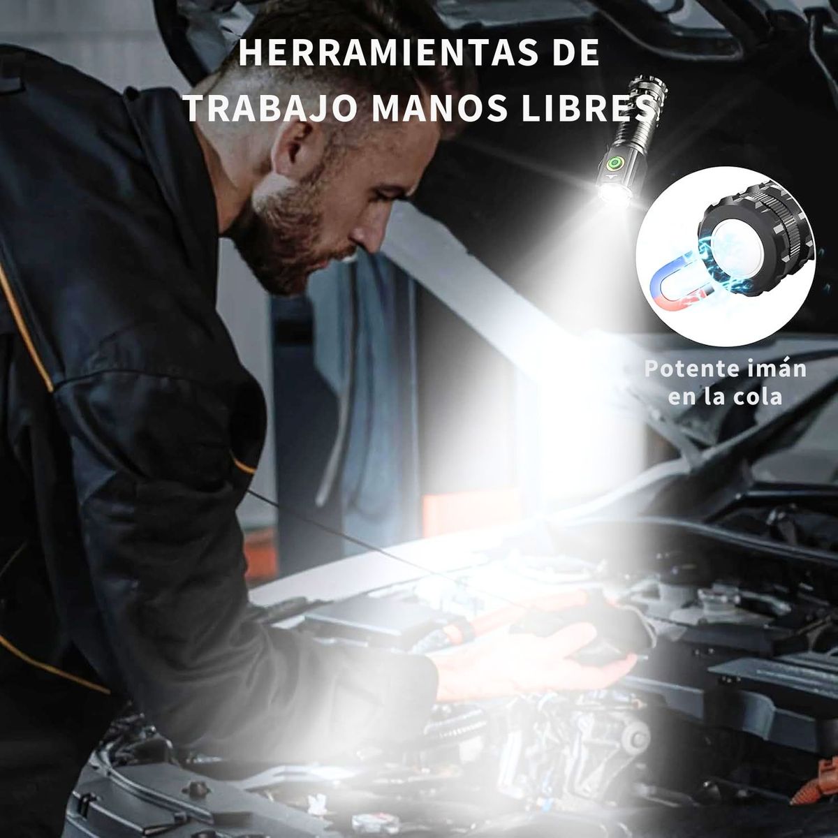 GENERICO - Linterna LED pequeña y potente USB-C magnética fuerte Rompe vidrios