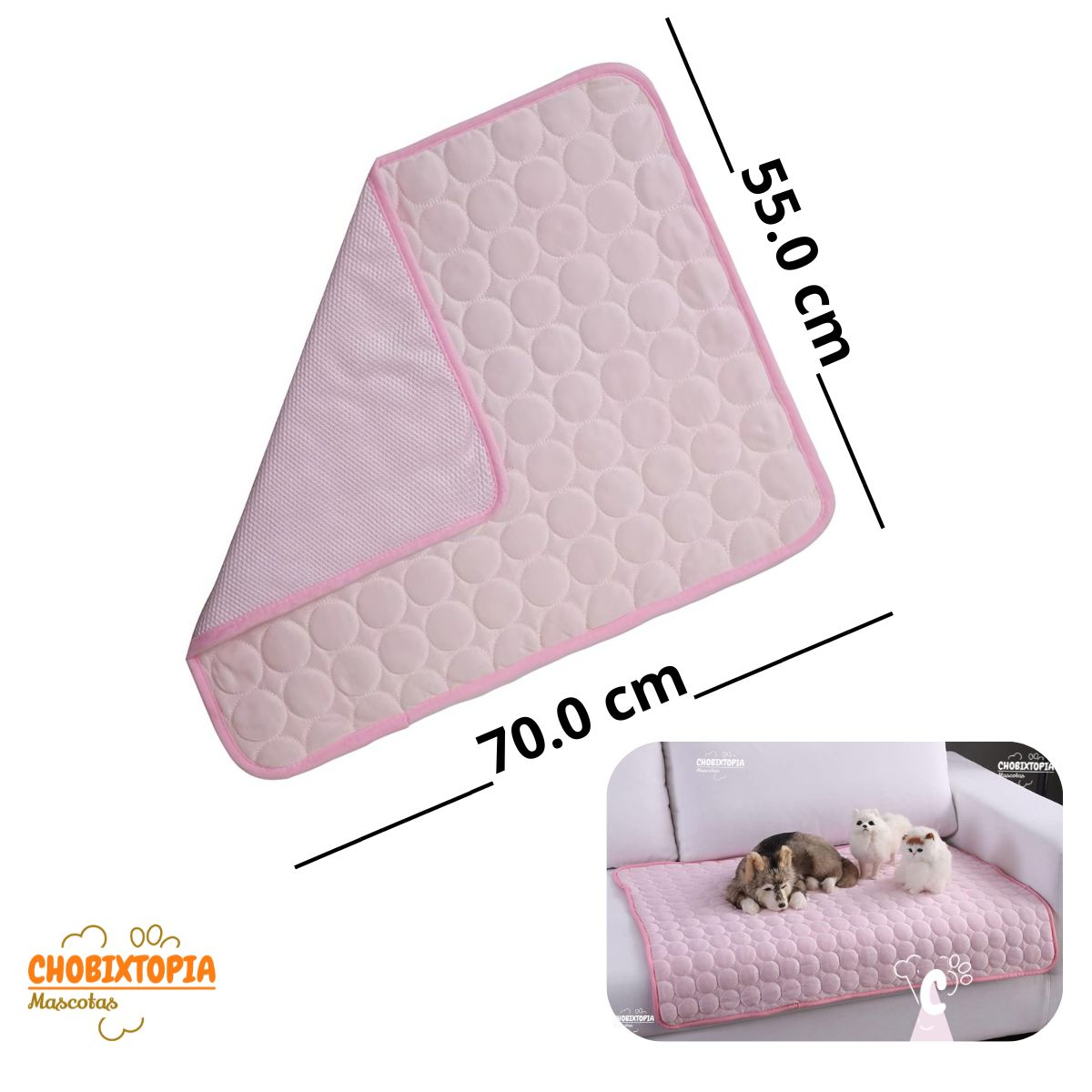 GENERICO - ALFOMBRA REFRESCANTE LAVABLE  P-MASCOTAS PERRO-GATO 70x55 cm COLOR ROSA BEBE