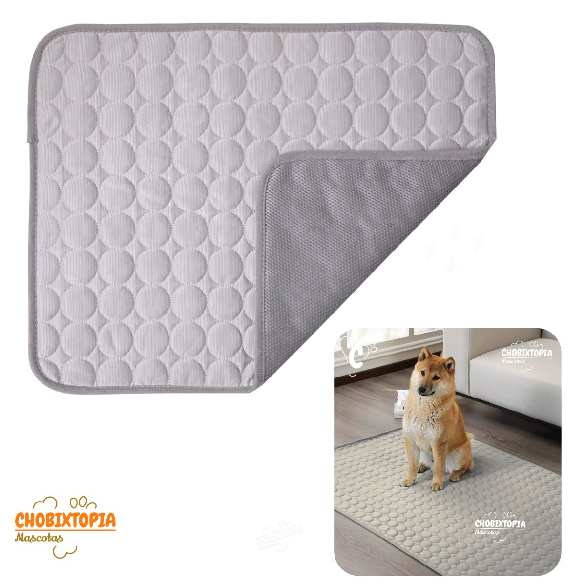 GENERICO - ALFOMBRA REFRESCANTE LAVABLE P-MASCOTAS PERRO-GATO 70x55 cm COLOR PLOMO BEBE