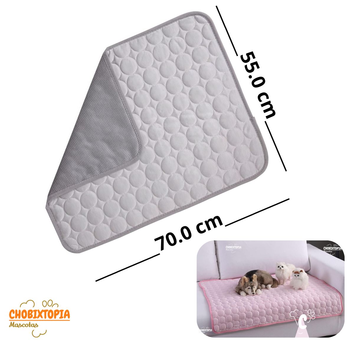 GENERICO - ALFOMBRA REFRESCANTE LAVABLE P-MASCOTAS PERRO-GATO 70x55 cm COLOR PLOMO BEBE