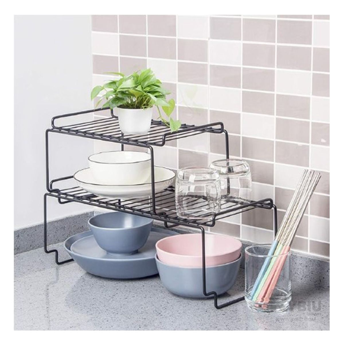 RYBIU IMPORT - Repisa para Condimentos Perfecto en Negro Y+Regalo Stickers