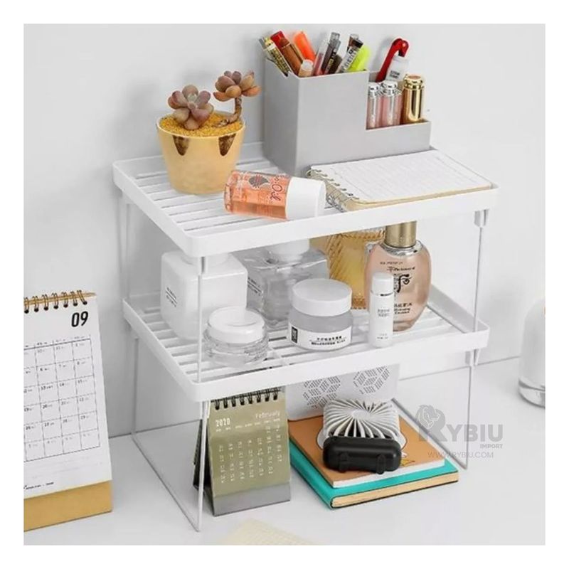 RYBIU IMPORT - Estante Apilable con Capas de Proteccion en Tono Blanco
