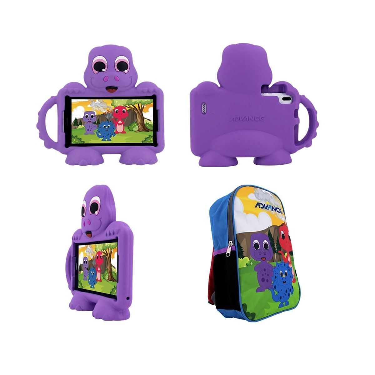 ADVANCE - Kit 4G Tablet Mochila Advance TR8990 7 Pulg IPS Android 14 Go DualSIM 32GB RAM 2GB Morado