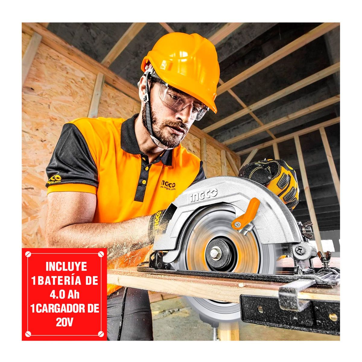 INGCO TOOLS - LIJADORA ORBITAL 20V LIJAS + SIERRA CIRCULAR 20V + BATERIA 40AH