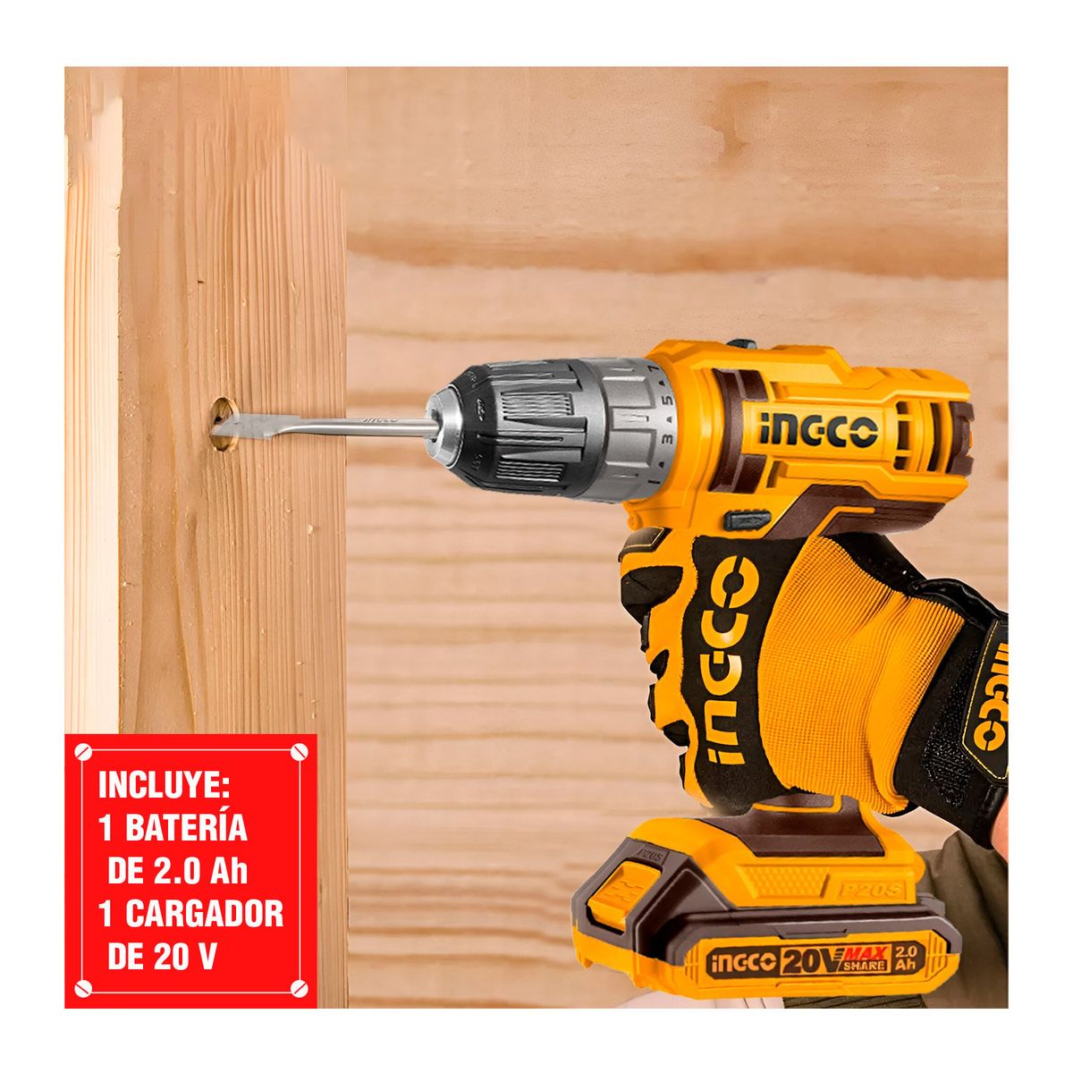INGCO TOOLS - LIJADORA ORBITAL 20V LIJAS+ TALADRO 20V+ SIERRA CIRCULAR 20V