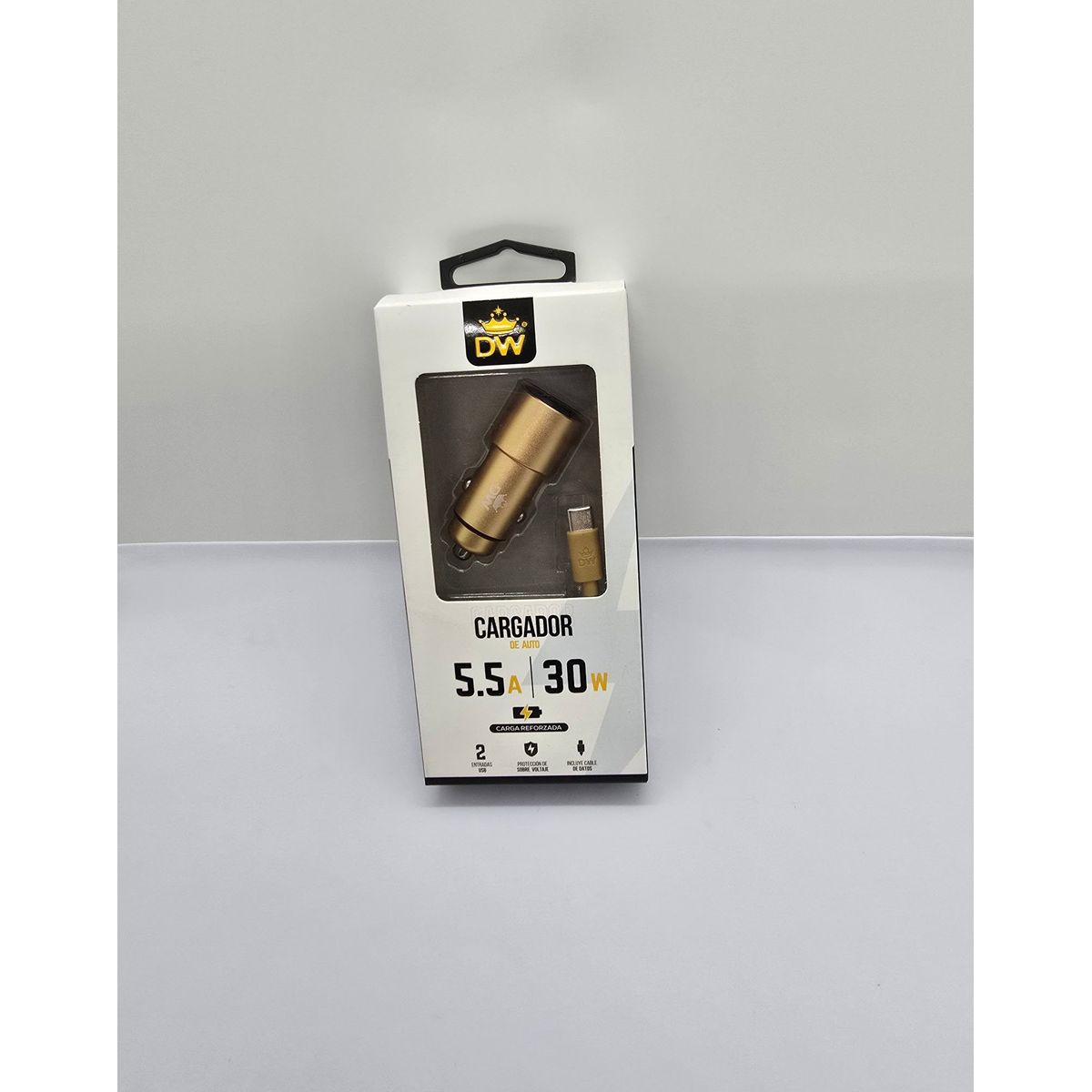 GENERICO - CARGADOR PARA CARRO DW 30W 5.5A CABLE TIPE C 2 USB