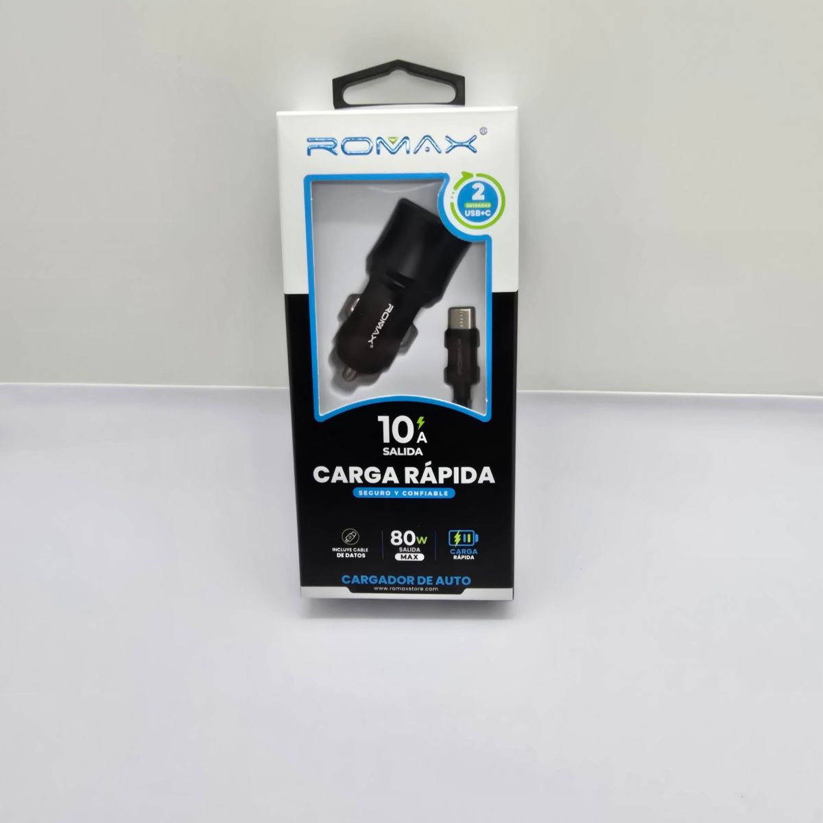 ROMAX - CARGADOR PARA CARRO ROMAX 80W 10A CABLE TYPE C
