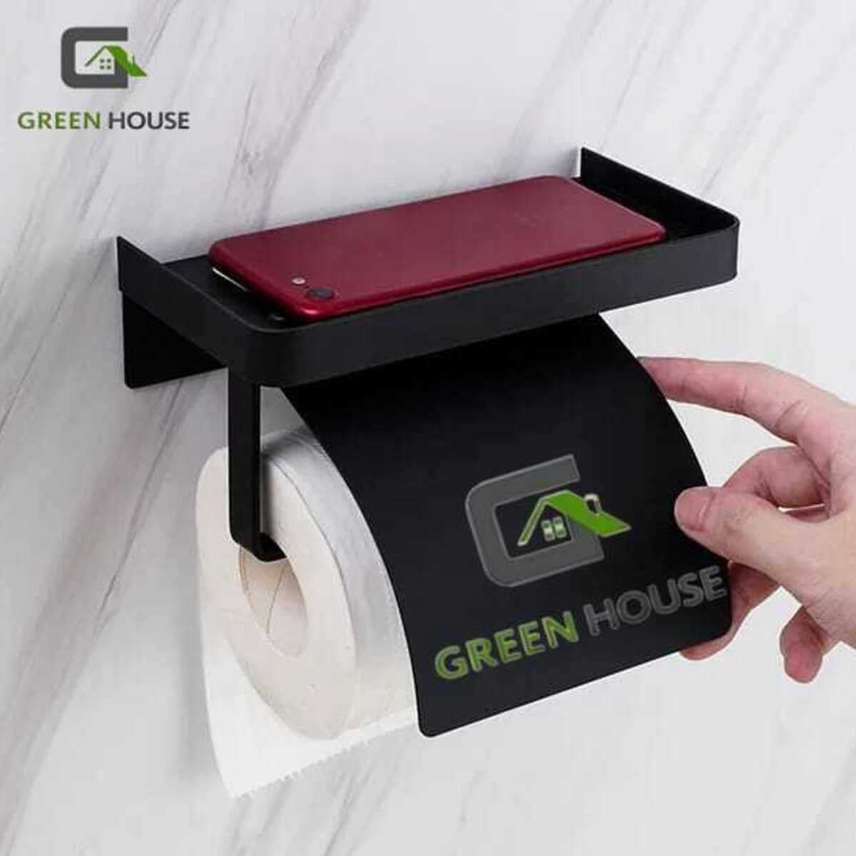 GENERICO - PORTA PAPEL HIGIENICO NEGRO ACERO INOXIDABLE