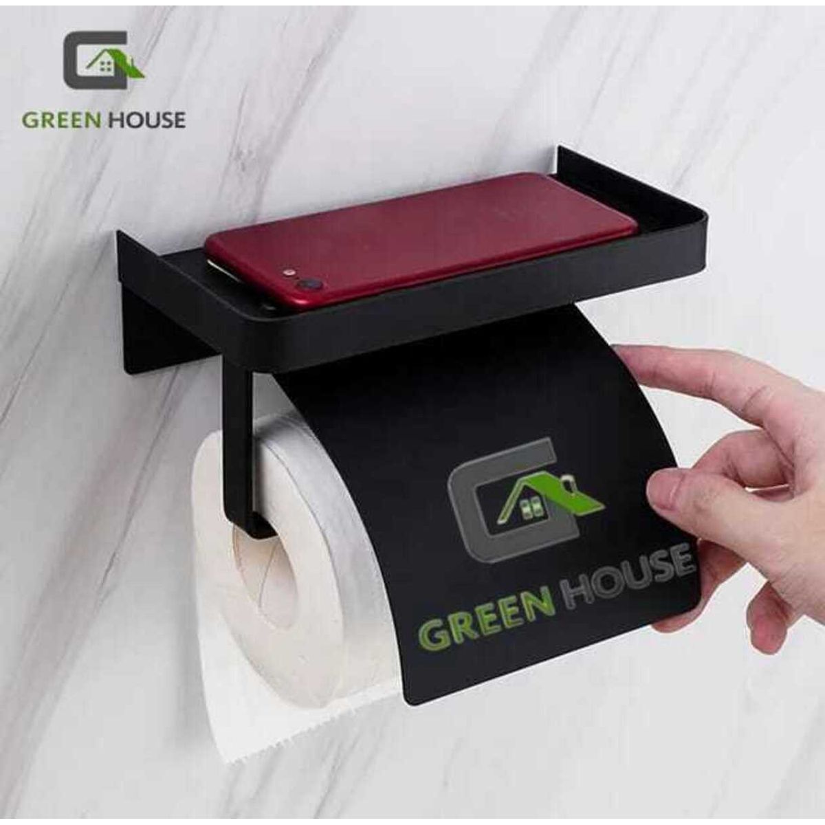 GENERICO - PORTA PAPEL HIGIENICO NEGRO ACERO INOXIDABLE