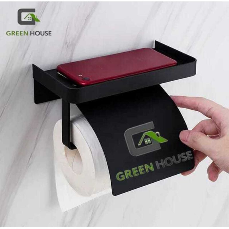 GENERICO - PORTA PAPEL HIGIENICO NEGRO ACERO INOXIDABLE