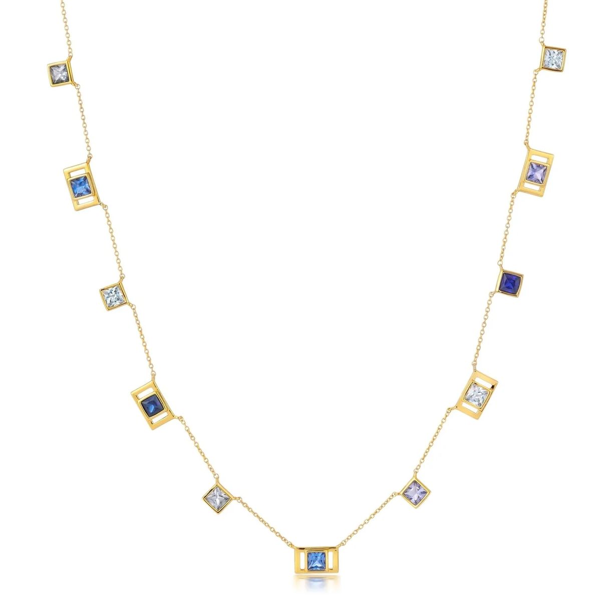 CRISLU - Collar estación de piedras cuadradas de talla princesa