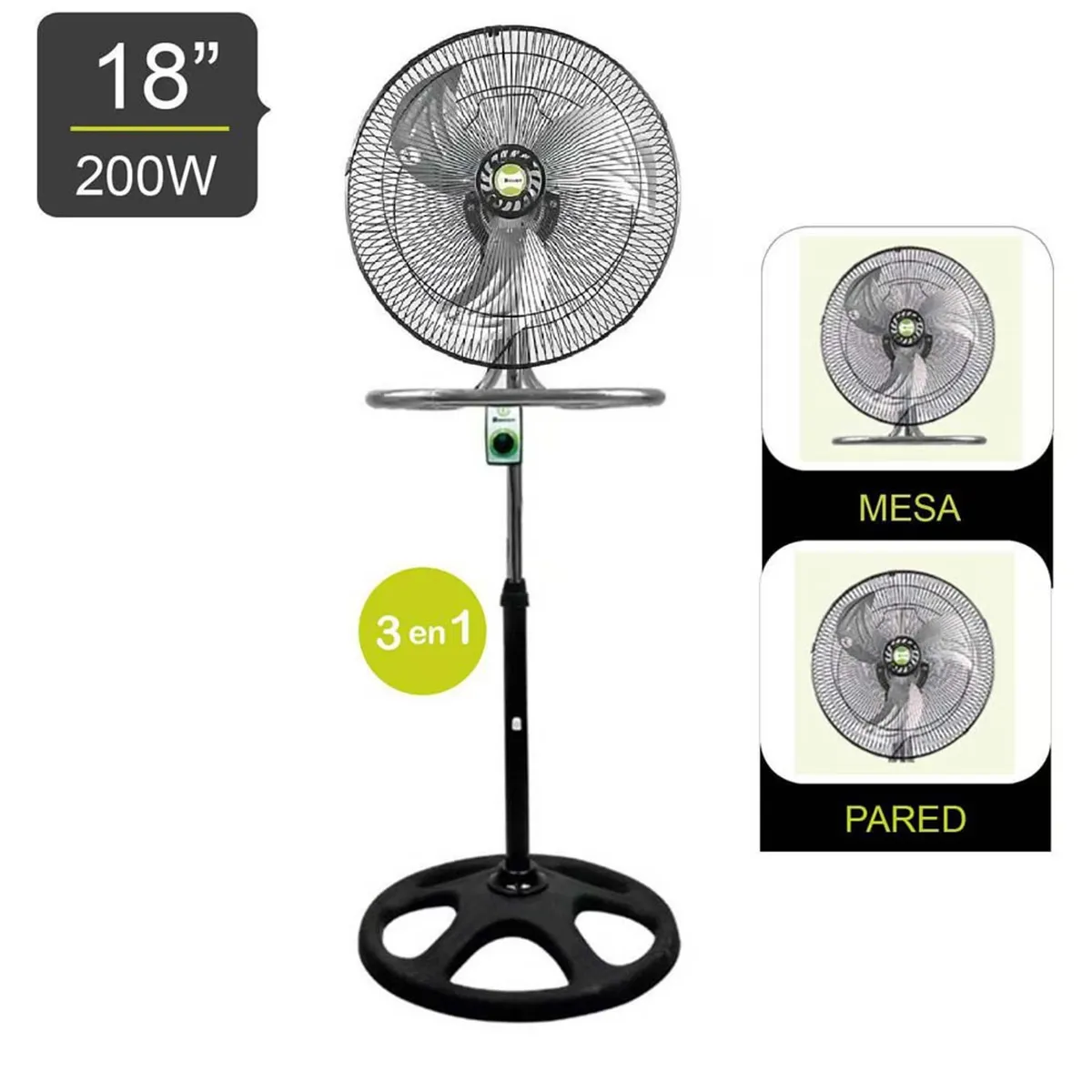 BOSSKO - Ventilador Pedestal De 18" 200 W BK-8218VI Negro