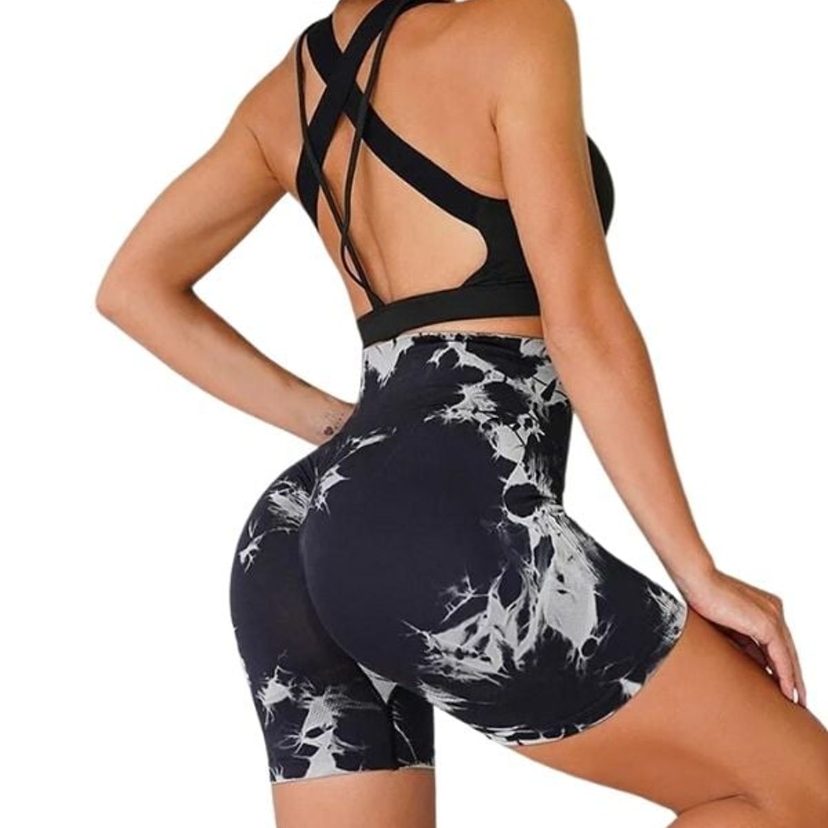 GENERICO - Short Deportivo Tie Dye sin Costuras con Push Up Ropa deportiva gym