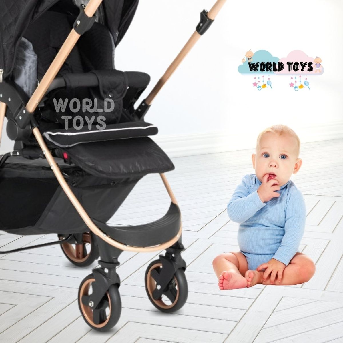 BABY - Coche Cuna de Lujo «VALENCIA GOLD» Original Black