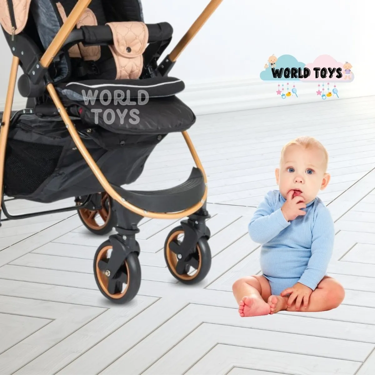 BABY - Coche Cuna de Lujo «VALENCIA GOLD» Original Beige